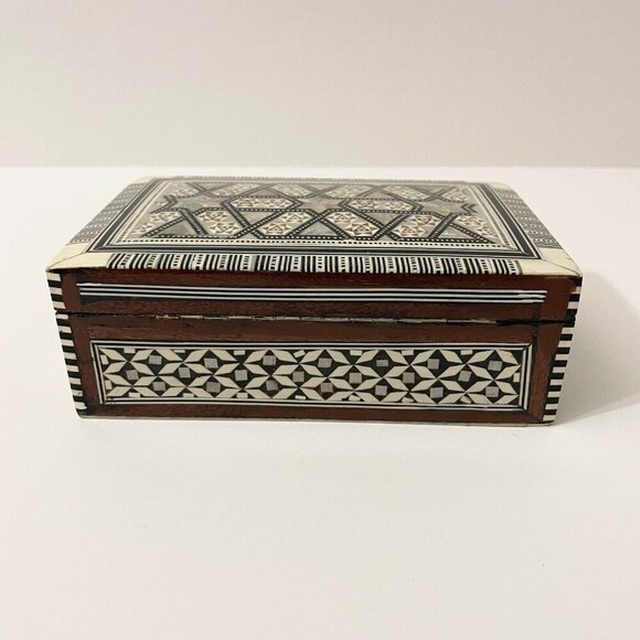 Vintage Wooden Jewelry Box Micro Mosaic Unmarked - Picture 7 of 16